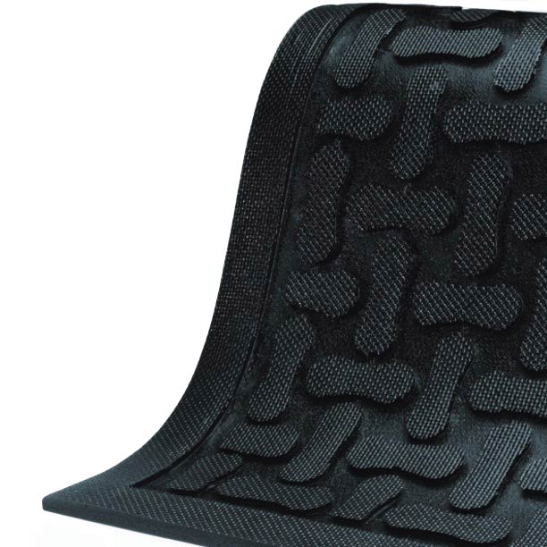 Comfort Flow 3' x 5' Rubber Back Kitchen Anti-Fatigue Floor Mat, Black