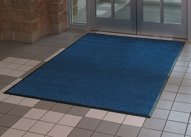 M+A Matting WaterHog Commercial-Grade Entrance Mat - Rubber Border Indoor/Outdoor,  Door Mat Medium Blue 3' x 5